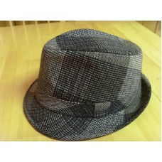 HOMBRE D&Y DAVID AND YOUNG GRAY CHECKS PLAIDS WOOL BLEND TRILBY FEDORA HAT  UNWORN  eb-70953672